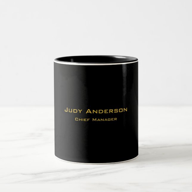 Metalliskt Guld & Svart Professionell Modern Elega Två-Tonad Mugg (Center)