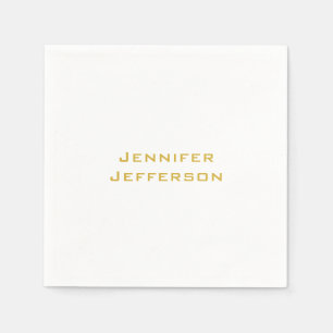 Metalliskt Guld & Vit Professionell Modern Elegant Pappersservett