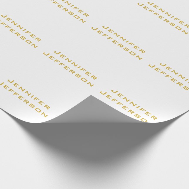Metalliskt Guld & Vit Professionell Modern Elegant Presentpapper (Hörn)