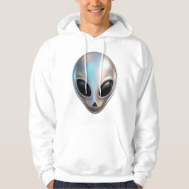 Metalliskt Krom Utomjording Huvud Retro Y2K Sci-Fi Hoodie