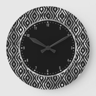 Metalliskt silver & svart Teardrops Geometrics Stor Klocka