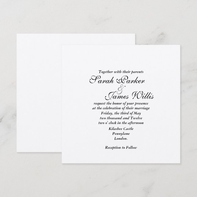 Metalliskt silver - tillfoga dina egna inbjudningar (Fram/baksida)