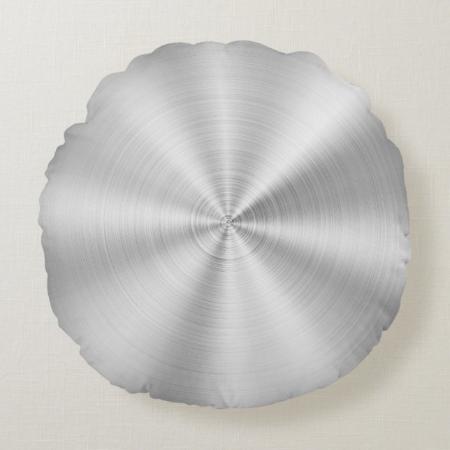 Metalliskt skina silver för elegant Faux Rund Kudde (Framsidan)