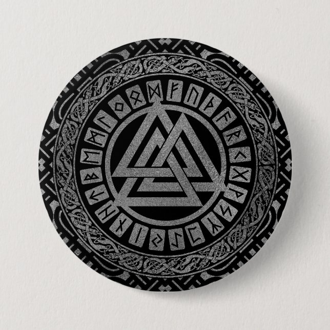 Metalliskt Valknut för silver symbol på Celtic Knapp (Framsida)