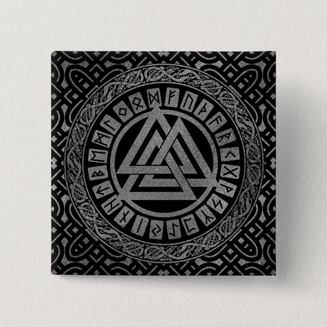 Metalliskt Valknut för silver symbol på Celtic Knapp (Framsida)