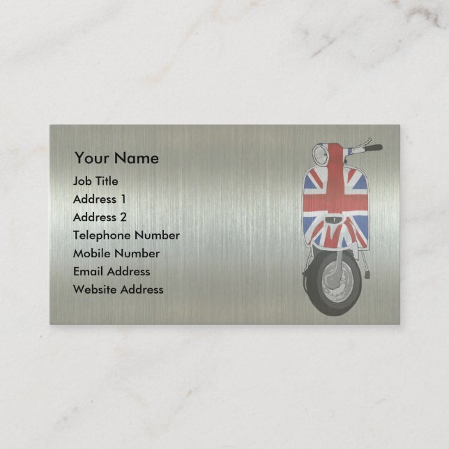 Metalliskt verkställa UJ-sparkcykeln Visitkort (Framsida)