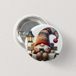 Metallknappsnål Vinter Tomte Knapp