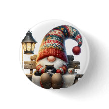 Metallknappsnål Vinter Tomte