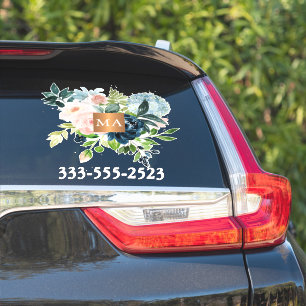 Metallkoppar i vattenfärgad blommigt med monogramm klistermärken