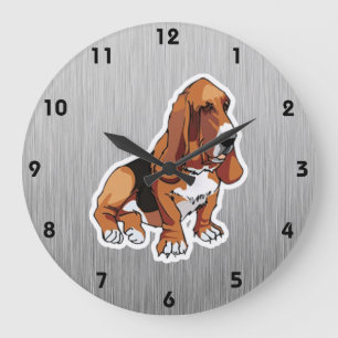 Metalllook; Bassethund Stor Klocka