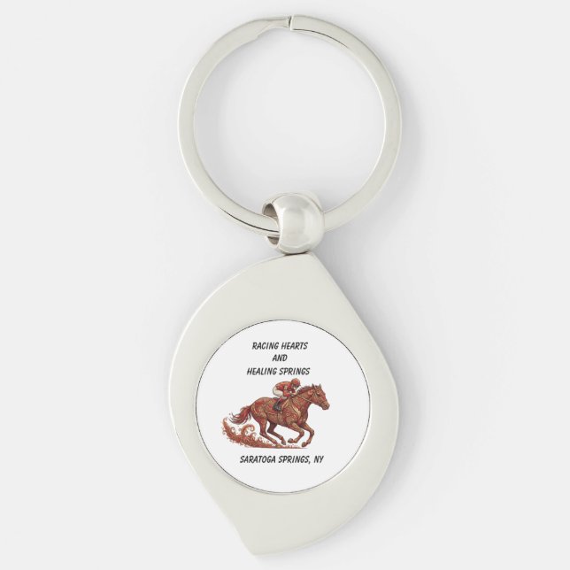 Metallnyckelring - Racing Hearts och Healing Sprin Swirl Silverfärgad Nyckelring (Framsidan)