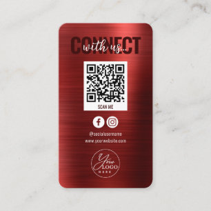 Metallröd anslutning med US Social Media QR-kod Visitkort