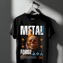 Metallsmida Flammande Skalle Industristreetwear T Shirt