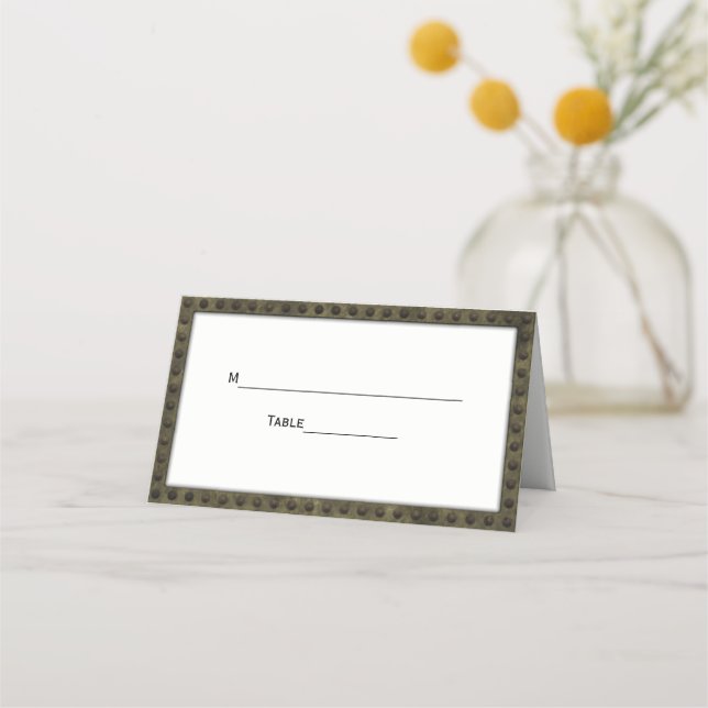 Metallställning med rost och nitförband för eskort placeringskort (Baksida)