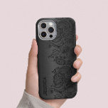 Metallsvart med svart Paisley Snöre<br><div class="desc">Bild av en grått-metallisk utformning av borstat aluminium i mörk med svart blommigt paisley snöre. Anpassade och valfritt monogram</div>