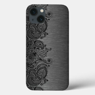 Metallsvart med svart Paisley Snöre