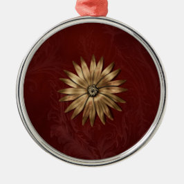 Metallväv av guld på rött tyg julgransprydnad metall