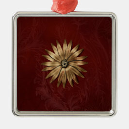 Metallväv av guld på rött tyg julgransprydnad metall