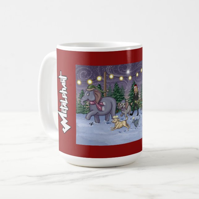 Metalphant familjeträdsmugg kaffemugg (Framsida vänster)