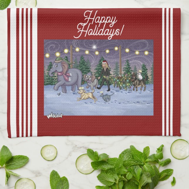 Metalphant Family Tree Kitchen Towel Kökshandduk (Vikta)