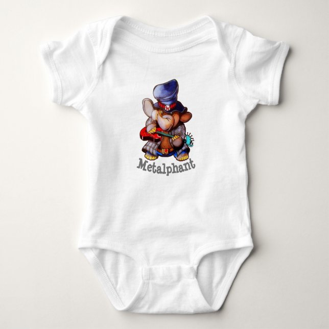 Metalphant med gitarrbabybodysuiten t shirt (Framsida)