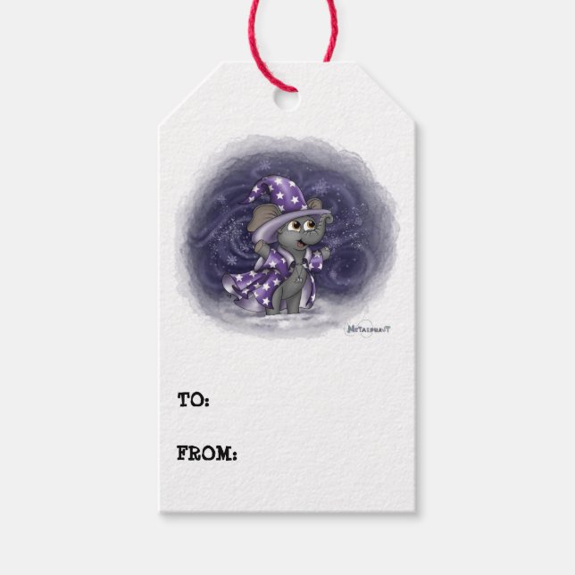 Metalphant Wilbur in Winter Gift Märkres Presentetikett (Framsidan)