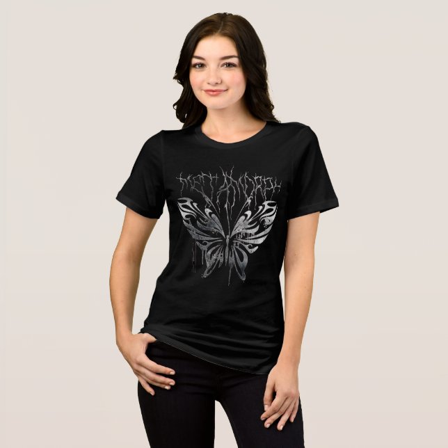 Metamorf gotisk fjäril Grunge T Shirt (Framsida Full)