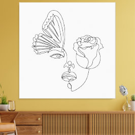 Metamorfos - Abstrakt Butterfly & Ro Line Art Canvastryck