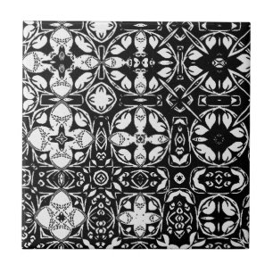 Metamorfos Medallion Mönster Black and White Kakelplatta