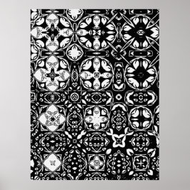 Metamorfos Medallion Mönster Black and White Poster