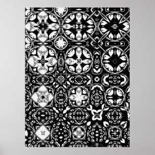 Metamorfos Medallion Mönster Black and White Poster