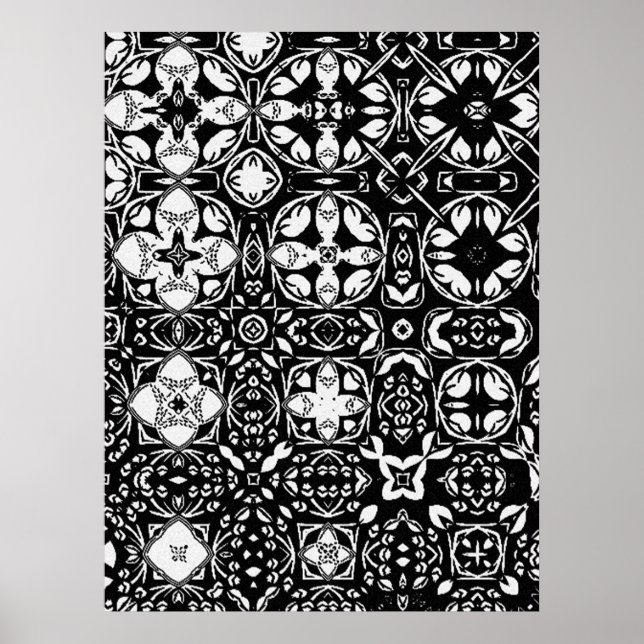 Metamorfos Medallion Mönster Black and White Poster (Framsidan)