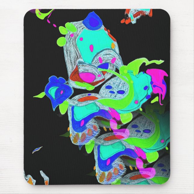 "Metamorfos" Teal Computer Mouse Pad Musmatta (Framsidan)