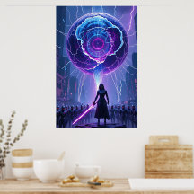 Metamorfosis Sci-Fi Poster - Futuristiska Warrior