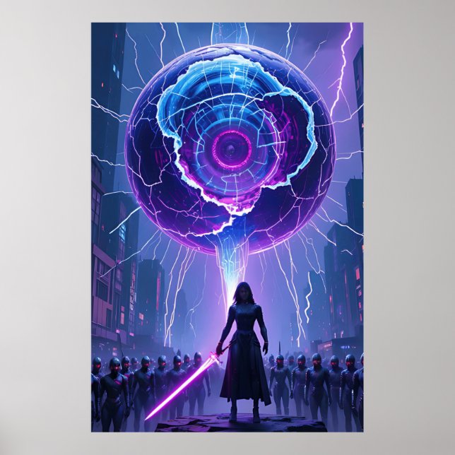 Metamorfosis Sci-Fi Poster - Futuristiska Warrior (Framsidan)