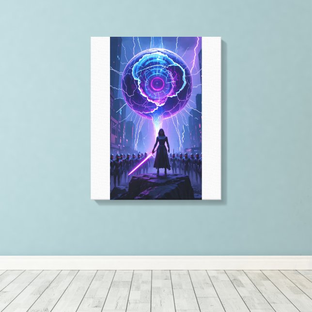 Metamorfosis Sci-Fi Poster - Futuristiska Warrior Canvastryck (Insitu (trägolv))