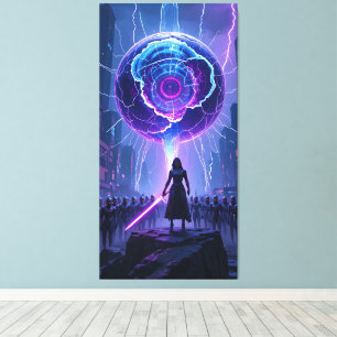 Metamorfosis Sci-Fi Poster - Futuristiska Warrior Canvastryck