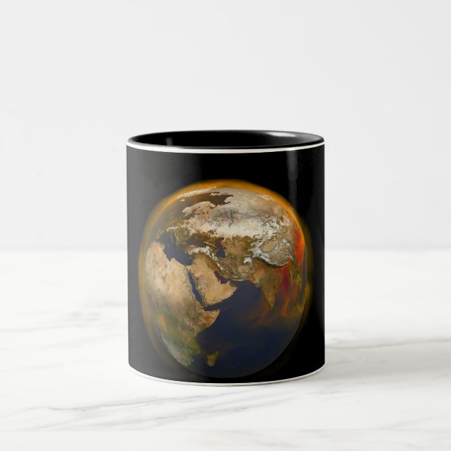 Metankällor runt jorden - Klimatkrisen Två-Tonad Mugg (Center)