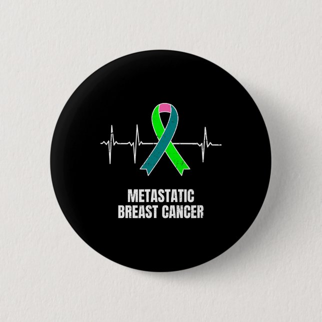 Metastaserad bröstcancermedvetenhet design Heartbe Knapp (Framsida)