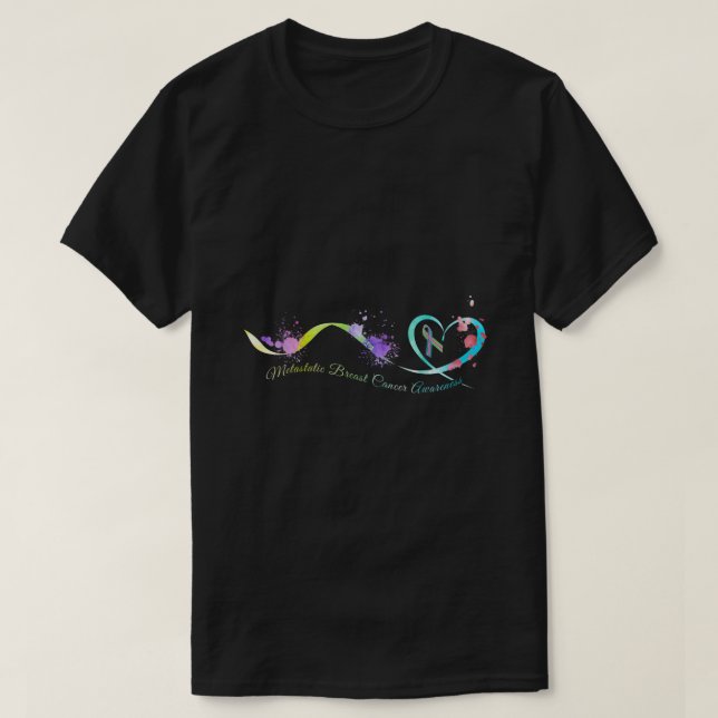 Metastatiskt bröstcancermedvetande Hjärtat T Shirt (Design framsida)