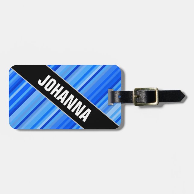 Metat namn + Randar av märkren för Bagagebricka (Horisontell Framsida)