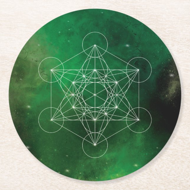 Metatron, chakra,zen,helig-geometrisk, ängel underlägg papper rund (Framsidan)