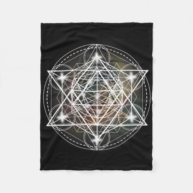 Metatron Cube Sacred Geometry T-shirt - Andlig Yo Fleecefilt (Framsidan)