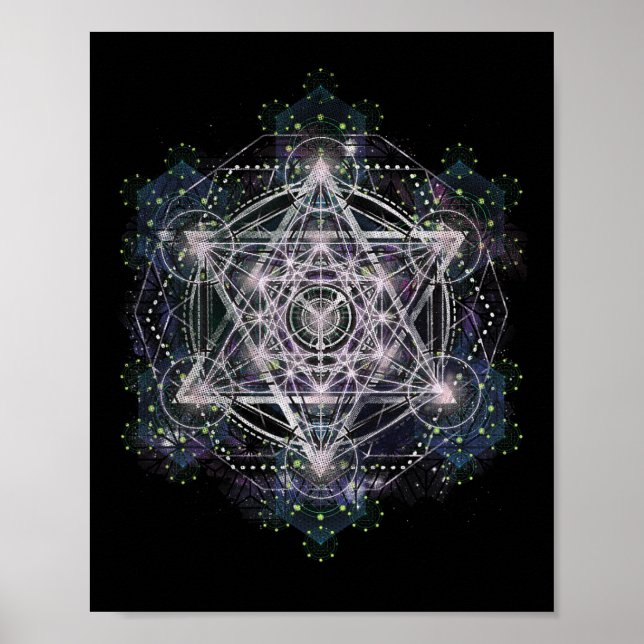 Metatron Cube Sacred Geometry T-shirt - Andlig Yo Poster (Framsidan)