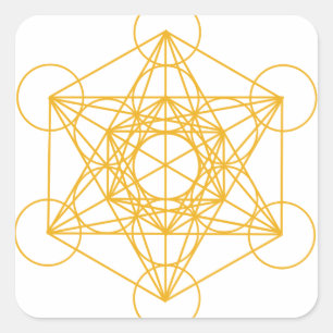 Metatron kubguld fyrkantigt klistermärke