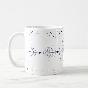 Metatron måne och stjärnor helig geometriblått kaffemugg