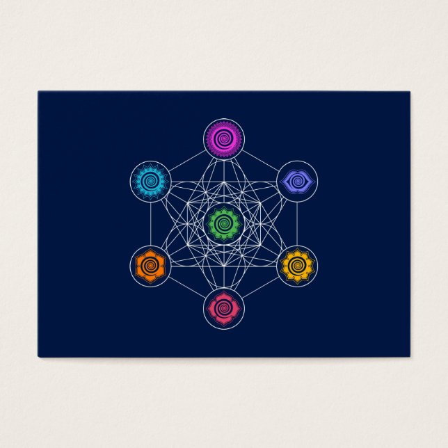Metatrons Cube, Chakras, Cosmic Energy Centres Visitkort (Framsidan)