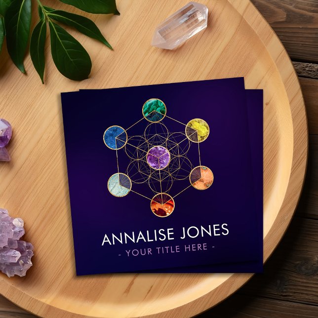 Metatron's Cube Chakras Helig Geometry Fyrkantigt Visitkort (Skapare uppladdad)