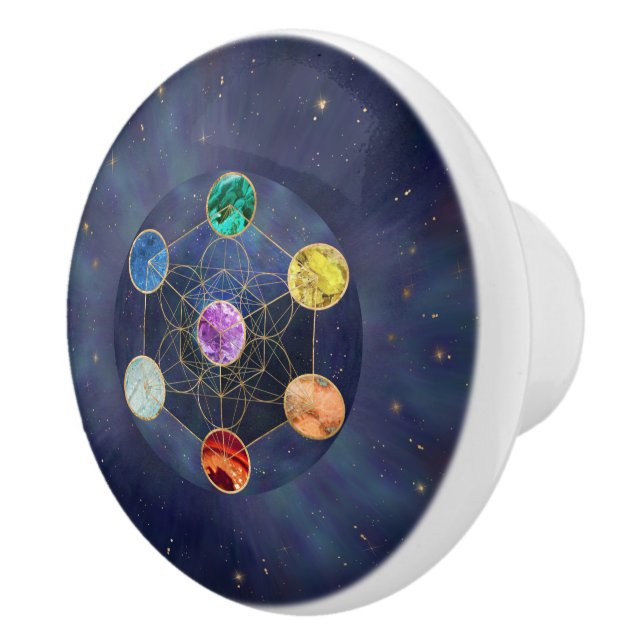 Metatron's Cube Chakras Helig Geometry Knopp (Höger)