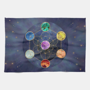 Metatron's Cube Chakras Helig Geometry Kökshandduk